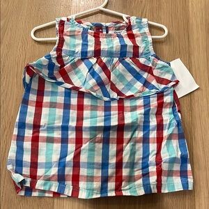 crown & ivy Red and Blue Checkered Kids Blouse